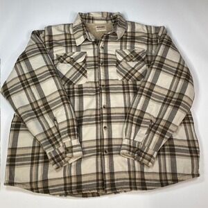 Wrangler Authentics 3XL Brown‎ Plaid Sherpa Lined Flannel Shirt Jacket